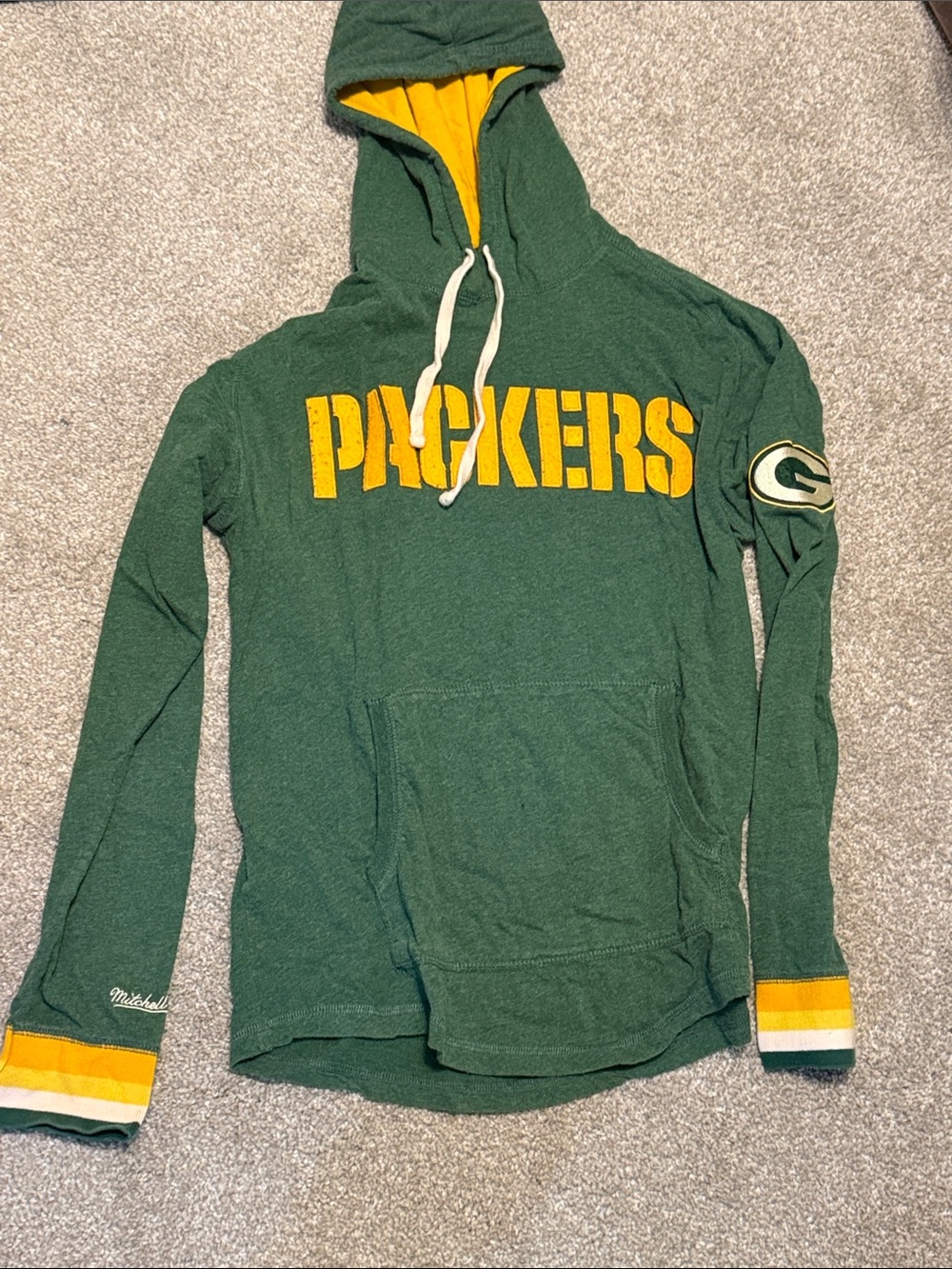 Mitchell & Ness Green and Yellow Green Bay Packers Pullover Hoodie
